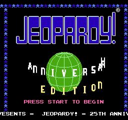 Jeopardy! 25th Anniversary Edition (USA) Title Screen